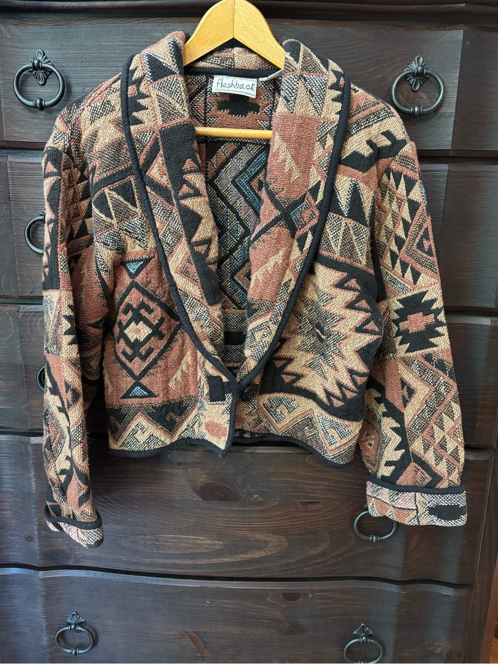 Flashback Women’s Southwestern / Aztec-style Tapestry Pattern Jacket, Size L